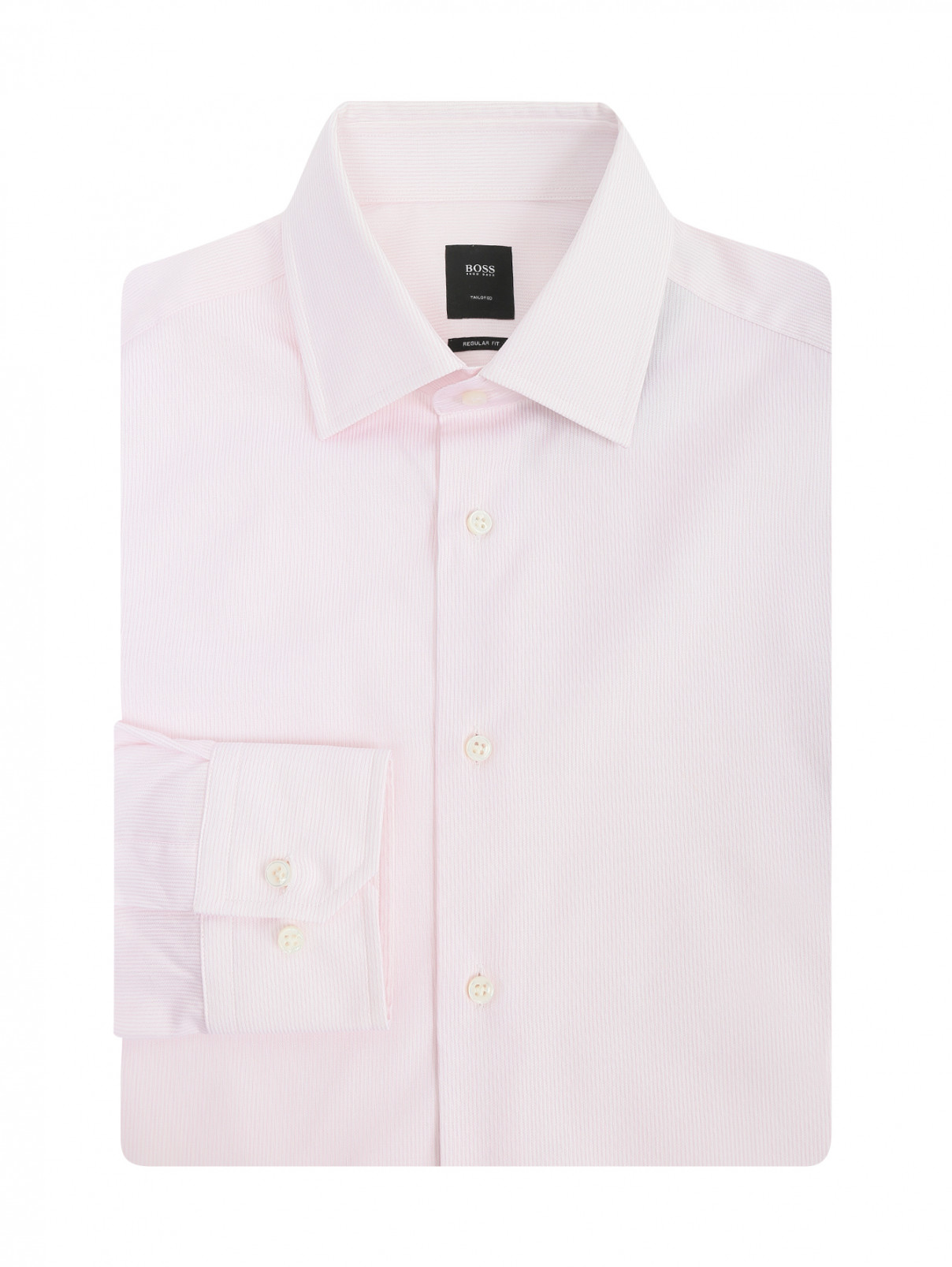 Рубашка из хлопка с узором Boss  –  Общий вид  – Цвет:  Розовый