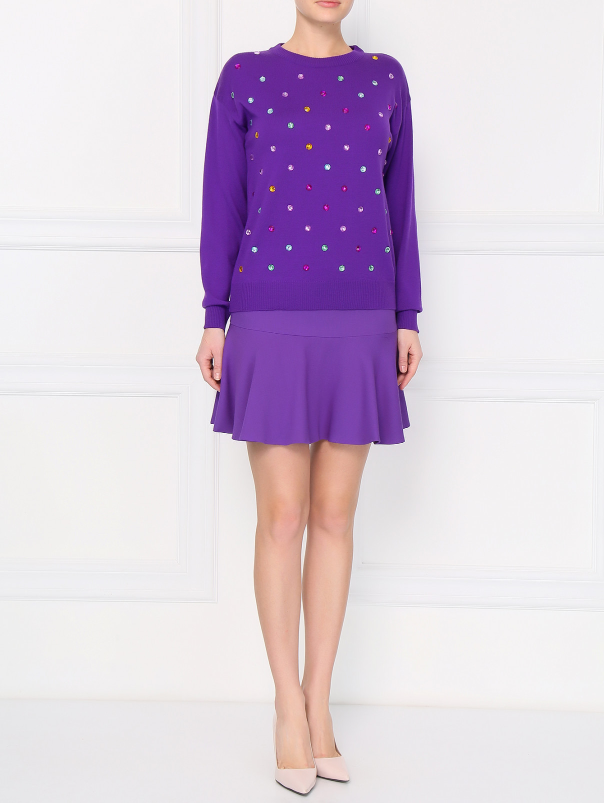 Мини-юбка из шерсти Moschino Boutique  –  Модель Общий вид  – Цвет:  Фиолетовый