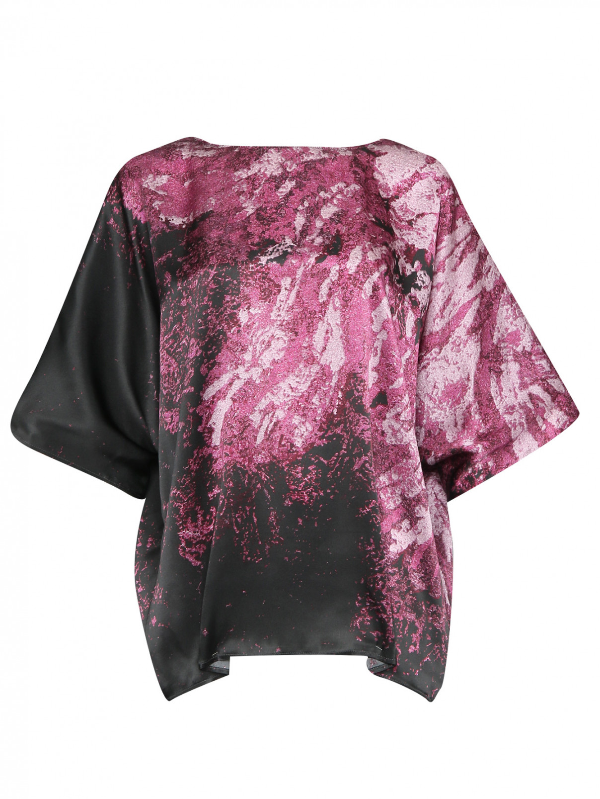 Блуза из шелка с узором Marina Rinaldi  –  Общий вид  – Цвет:  Фиолетовый