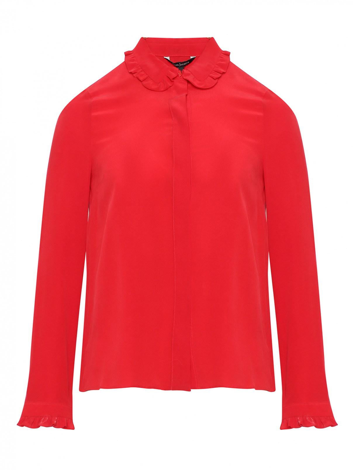 Блуза из шелка с декоративным воротником Tara Jarmon  –  Общий вид  – Цвет:  Красный