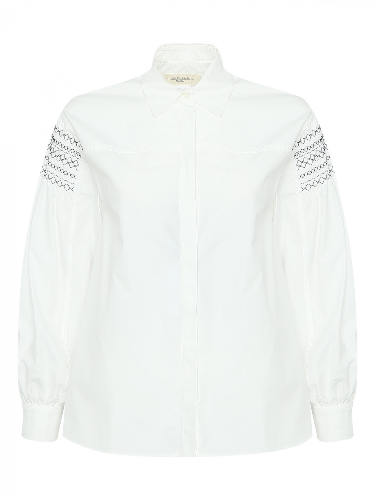 Рубашка из хлопка с вышивкой Weekend Max Mara  –  Общий вид  – Цвет:  Белый