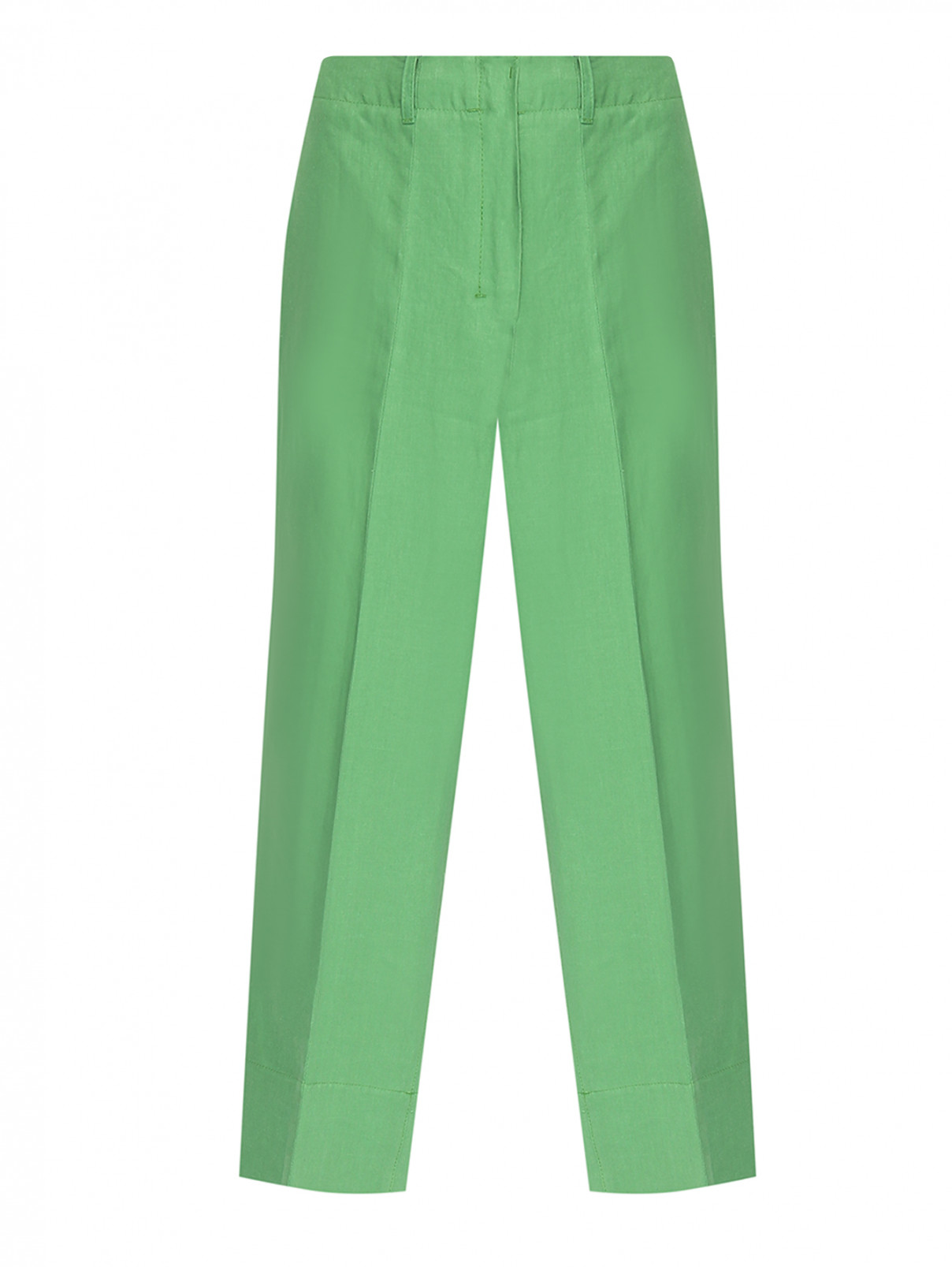Широкие брюки изо льна Max Mara  –  Общий вид  – Цвет:  Зеленый