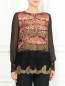 Шелковая блуза с цветочным узором и кружевной отделкой Alberta Ferretti  –  Модель Верх-Низ