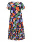 Платье-миди из шелка свободного кроя с узором N21  –  Общий вид