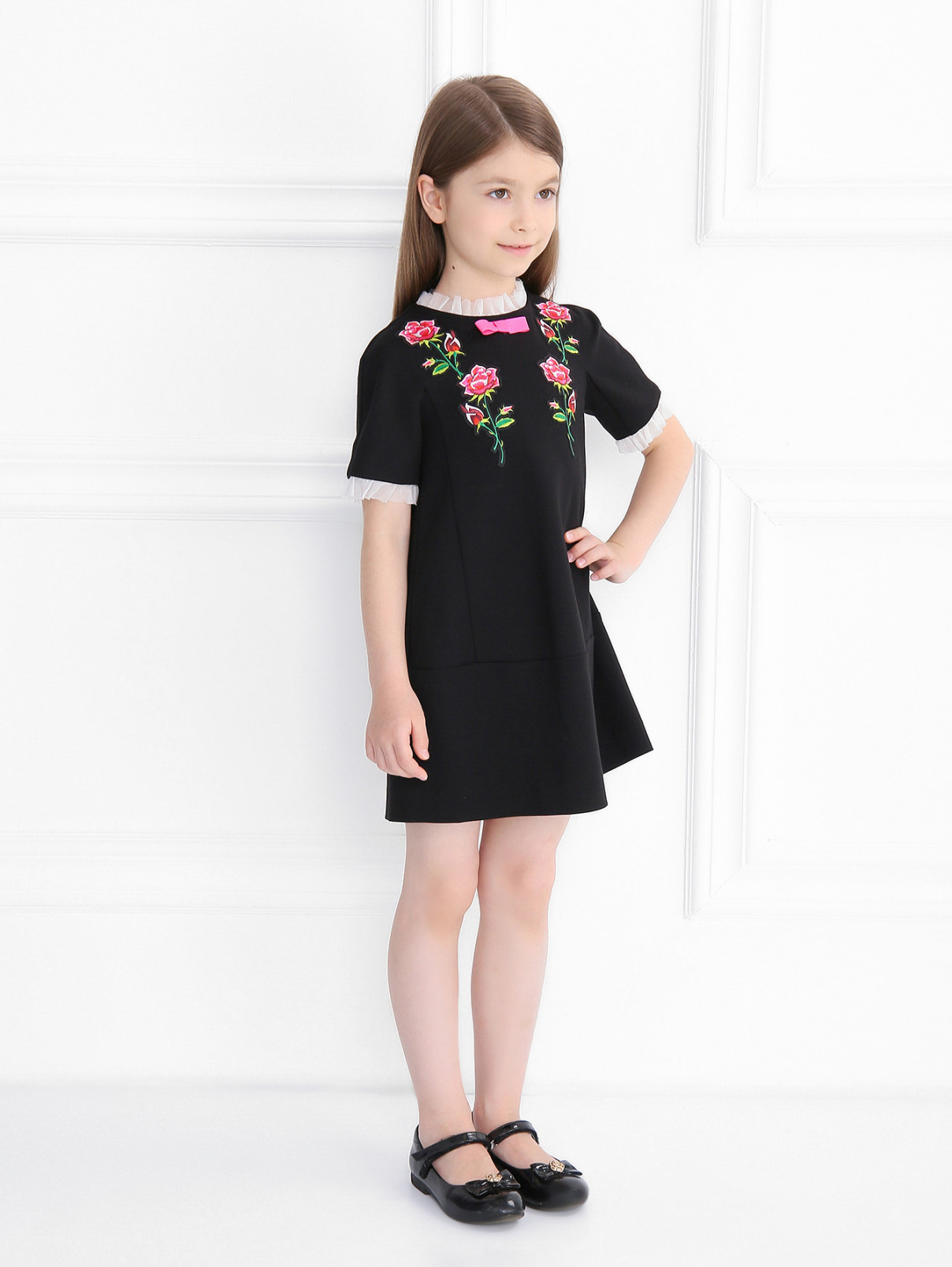 Платье с цветочной вышивкой MiMiSol  –  Модель Общий вид  – Цвет:  Черный