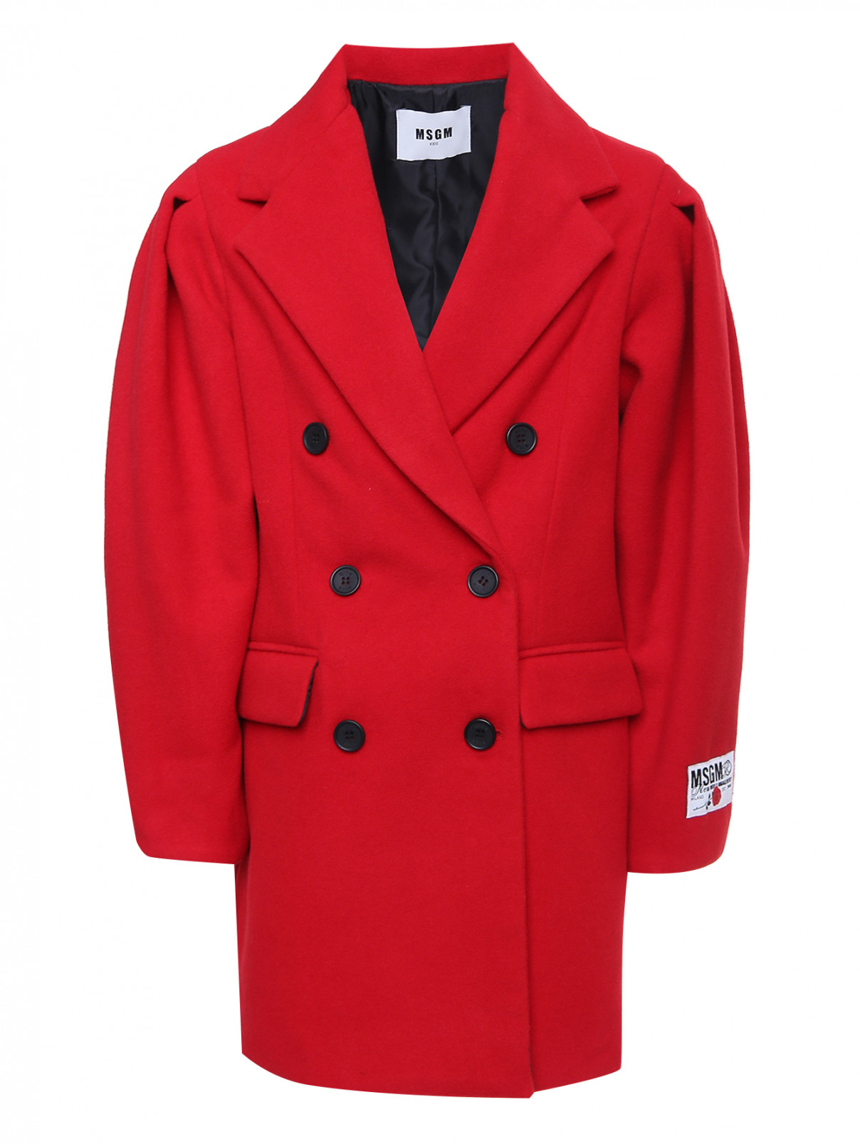 Двубортное пальто с рукавом-фонарик MSGM  –  Общий вид  – Цвет:  Красный