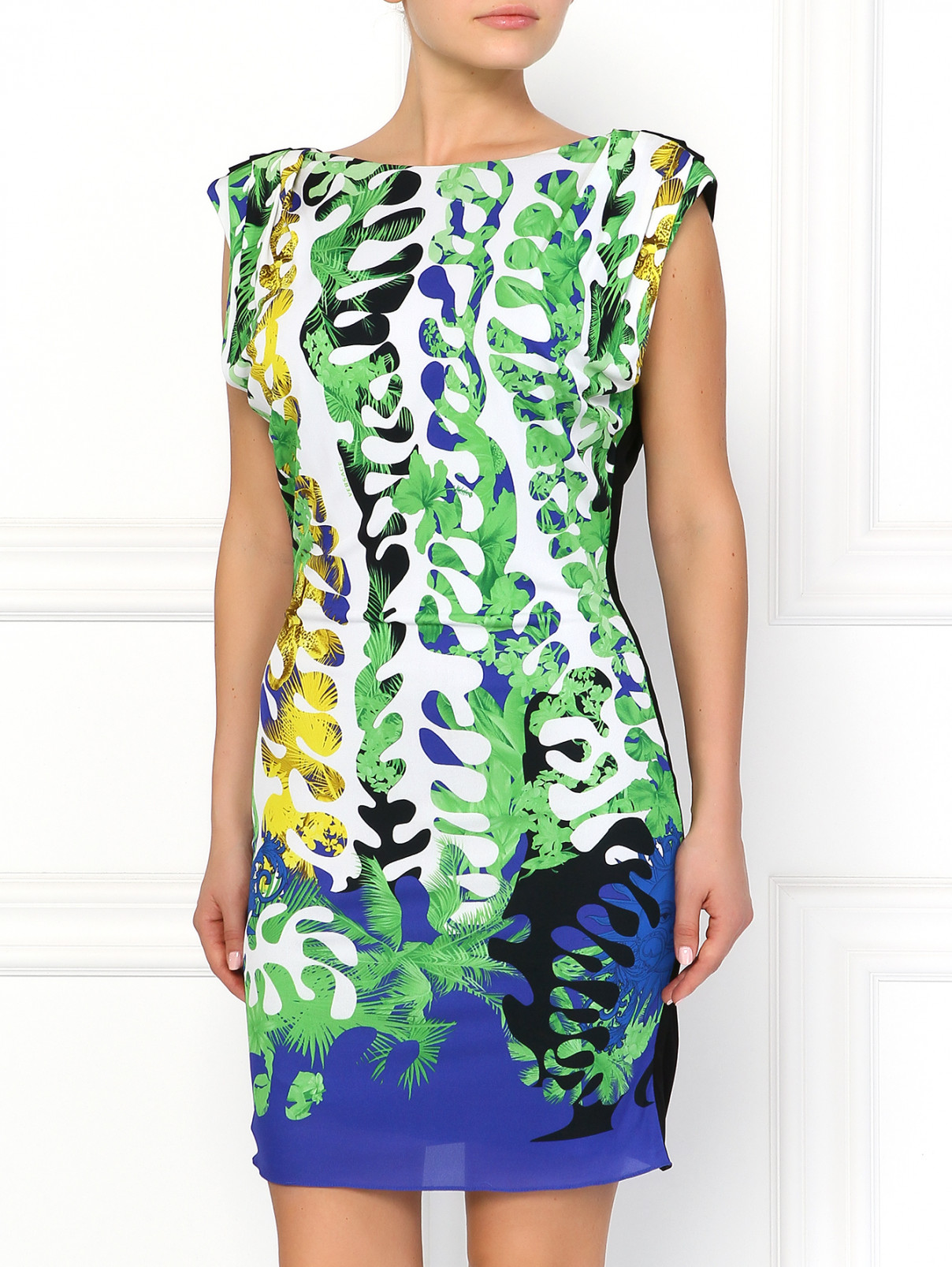 Платье с принтом и вырезом на спине Versace 1969  –  Модель Общий вид  – Цвет:  Узор