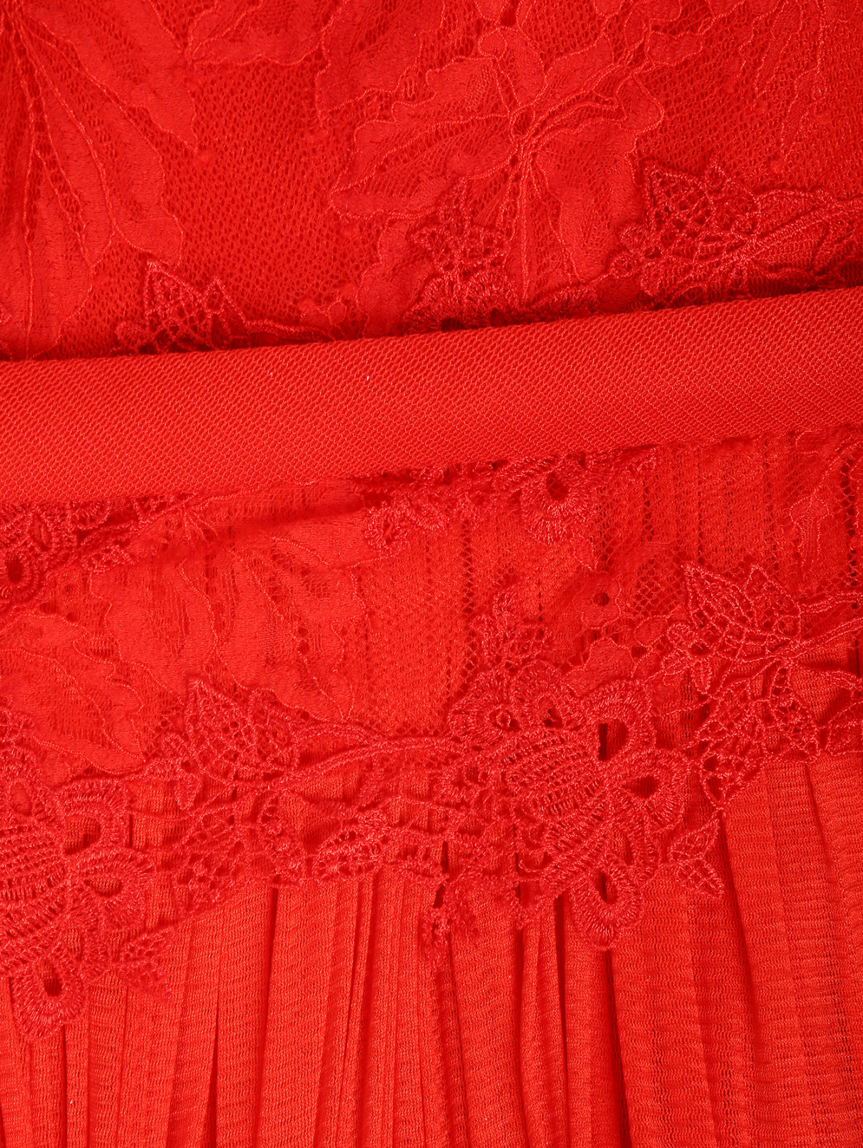 Платье-макси из шелка с кружевной отделкой Rosa Clara  –  Деталь  – Цвет:  Красный