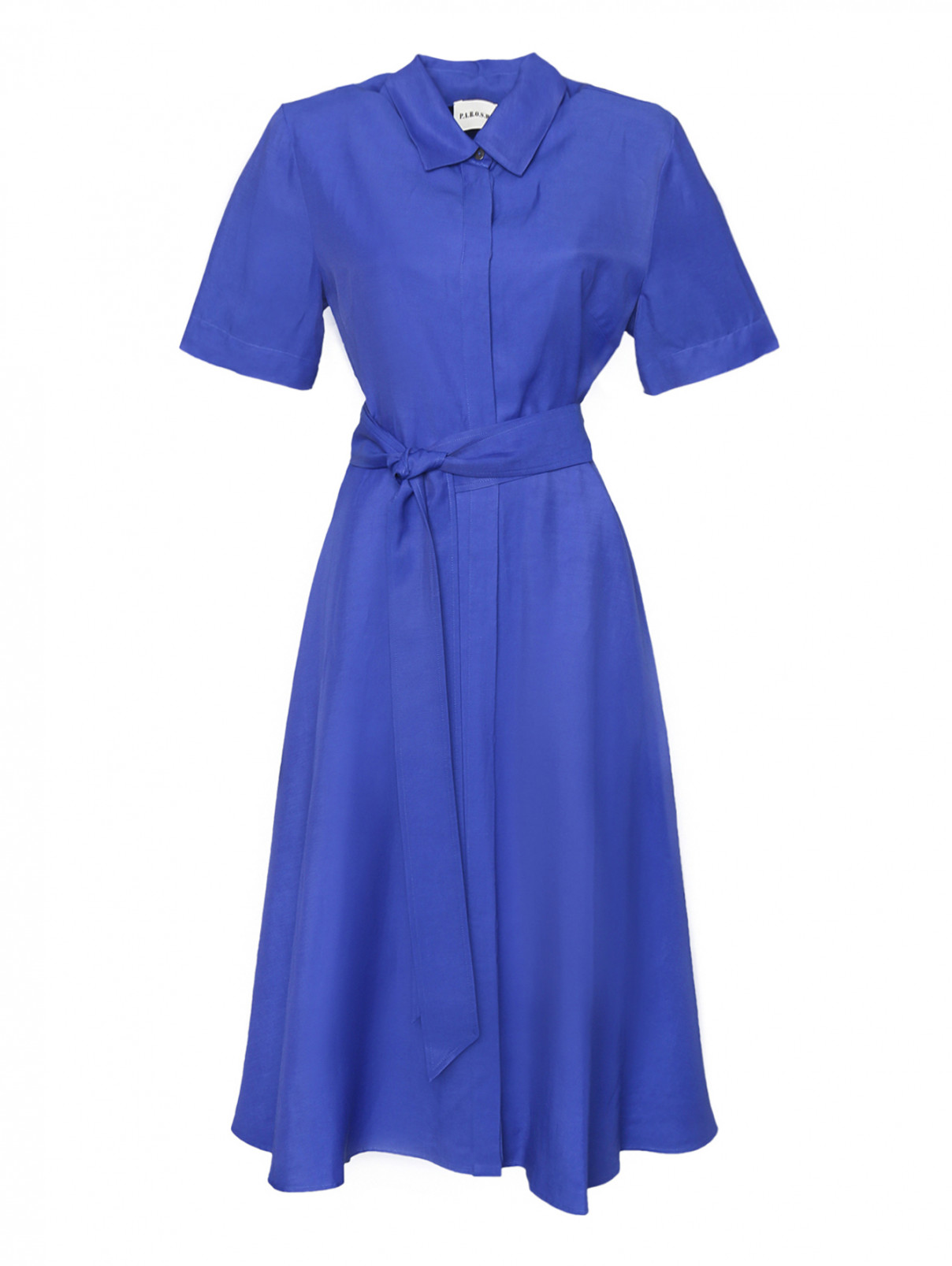 Платье на пуговицах с поясом P.A.R.O.S.H.  –  Общий вид  – Цвет:  Синий