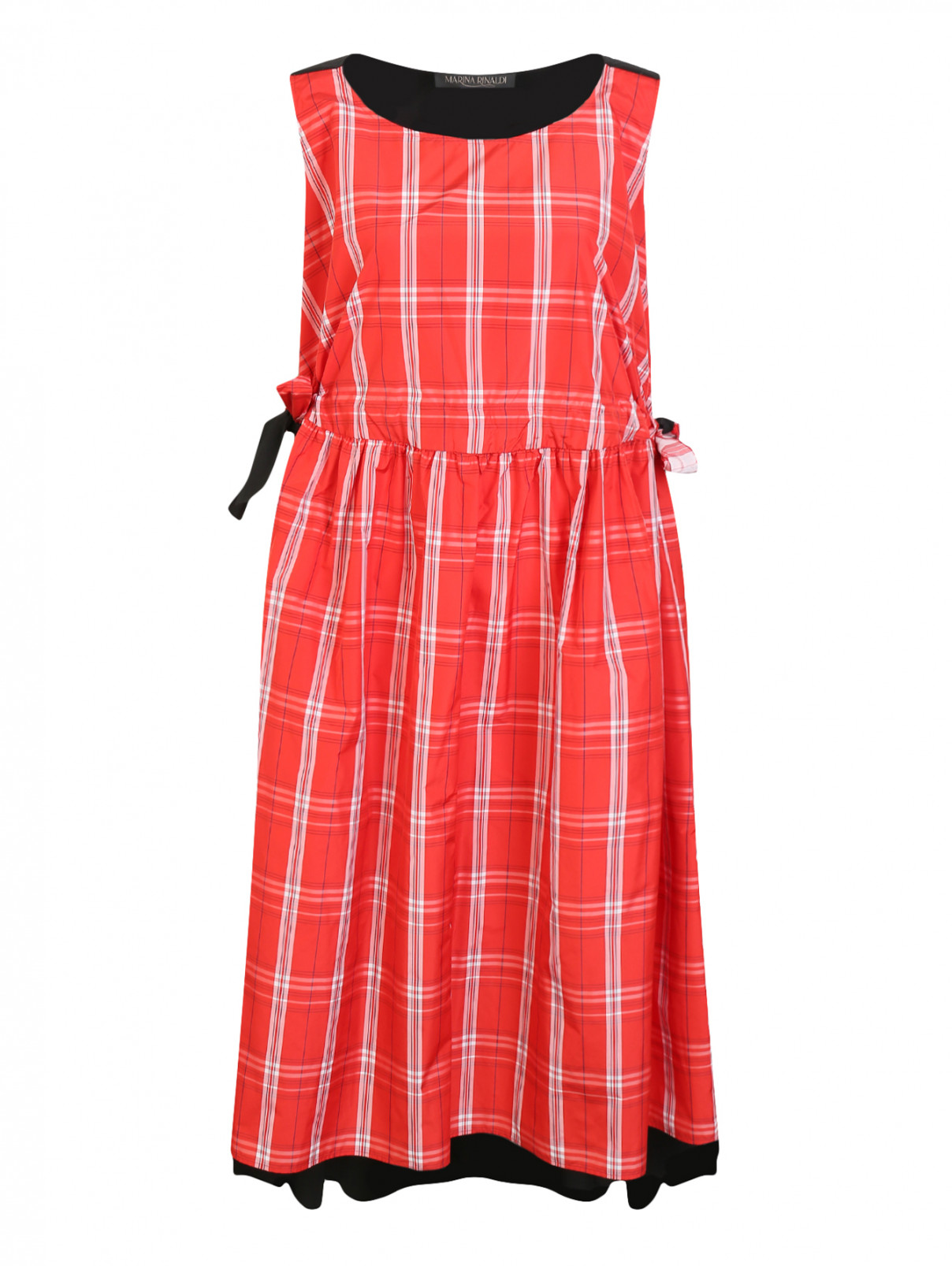 Платье с узором "клетка" без рукавов Marina Rinaldi  –  Общий вид  – Цвет:  Красный