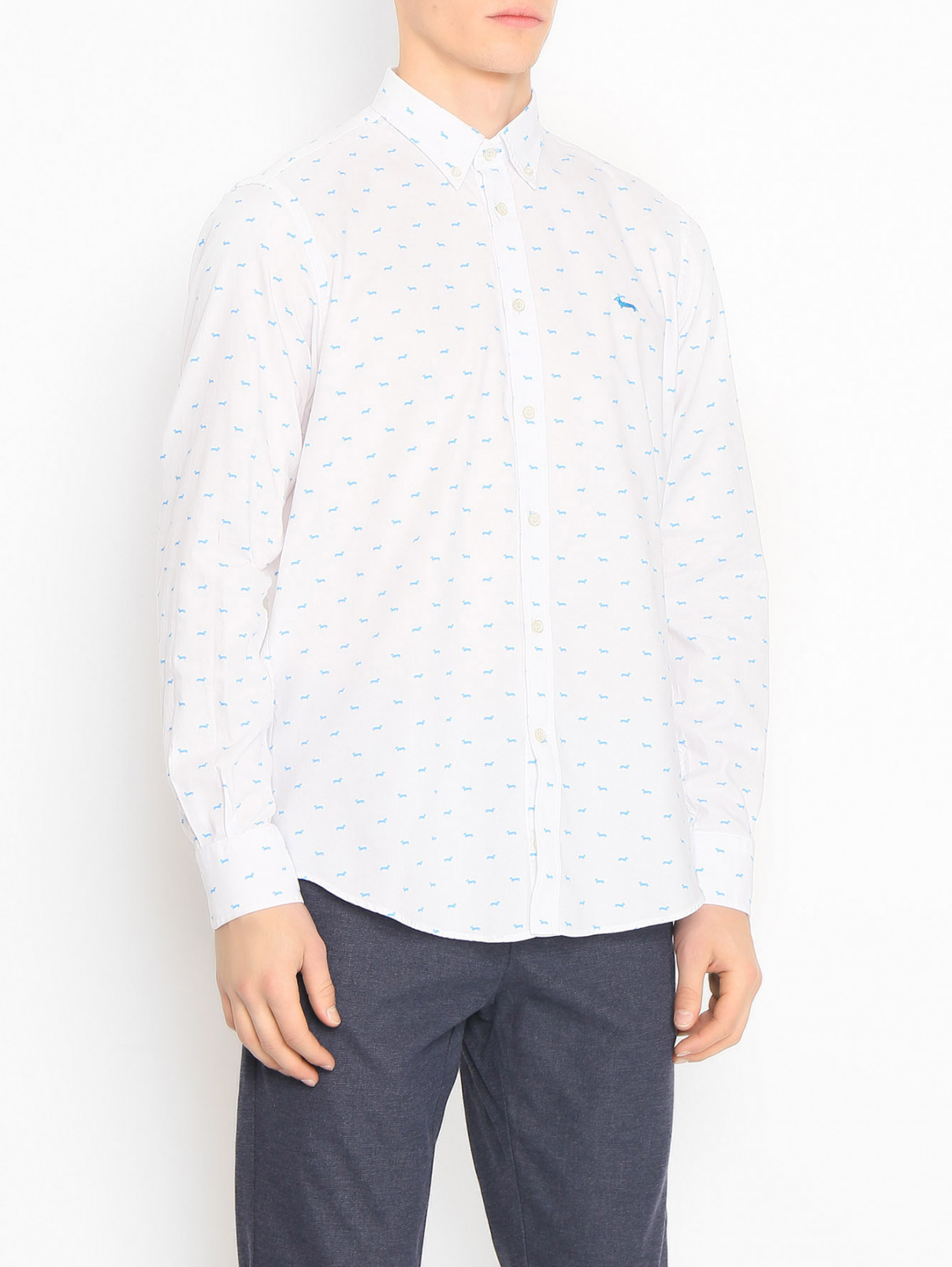 Рубашка из плотного хлопка Harmont & Blaine  –  МодельВерхНиз  – Цвет:  Белый