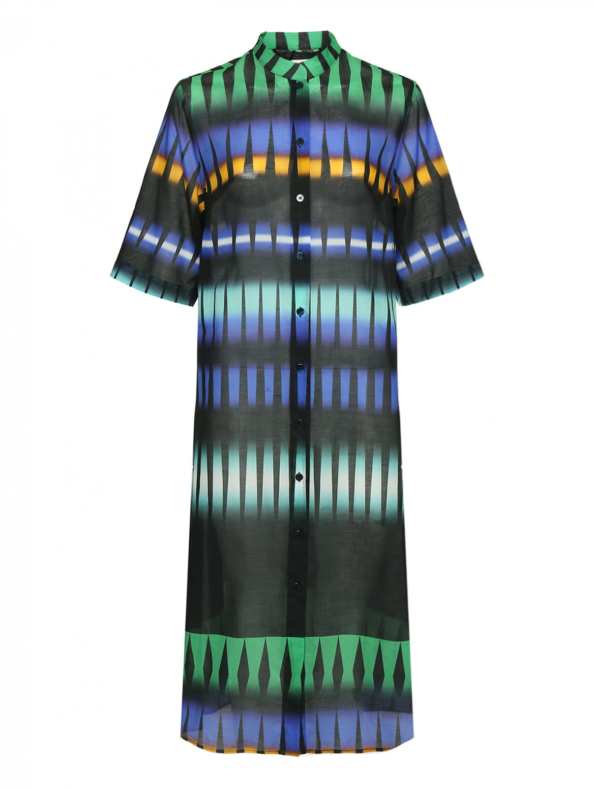 Платье-рубашка из хлопка Marina Rinaldi  –  Общий вид  – Цвет:  Черный
