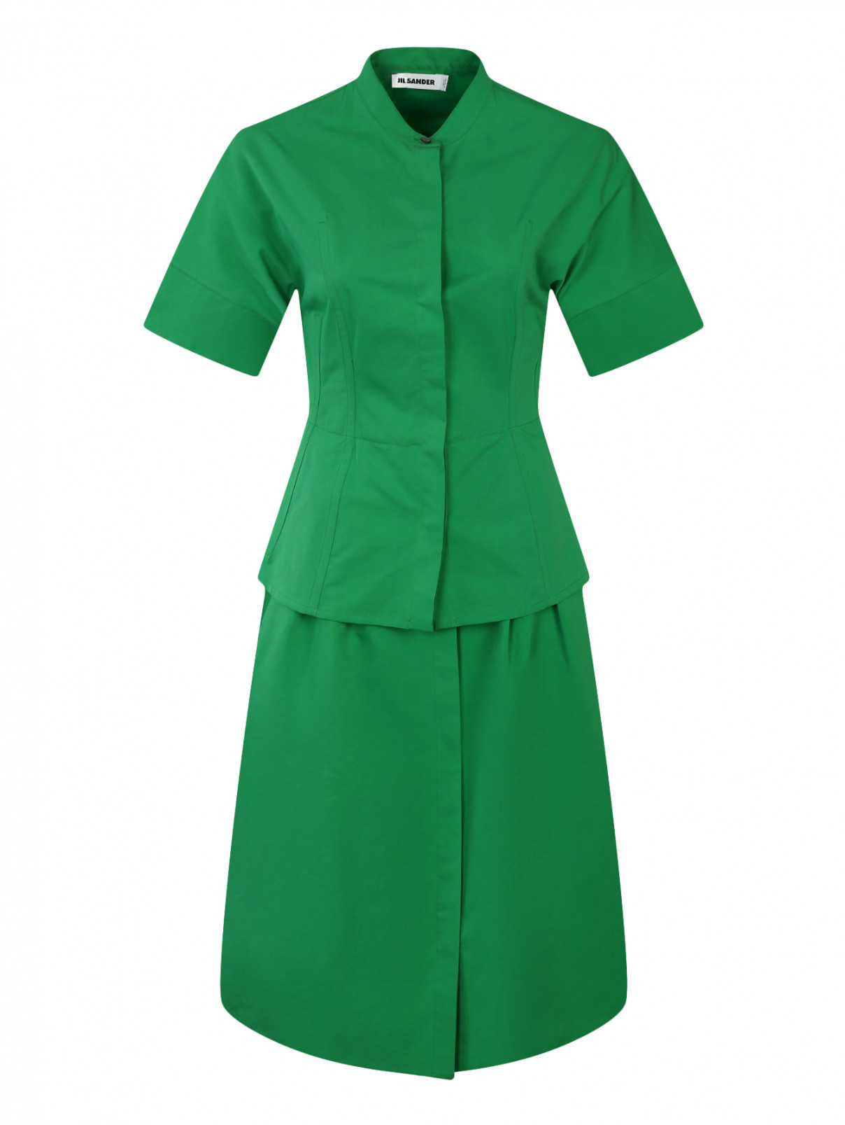 Платье свободного кроя из хлопка Jil Sander  –  Общий вид  – Цвет:  Зеленый