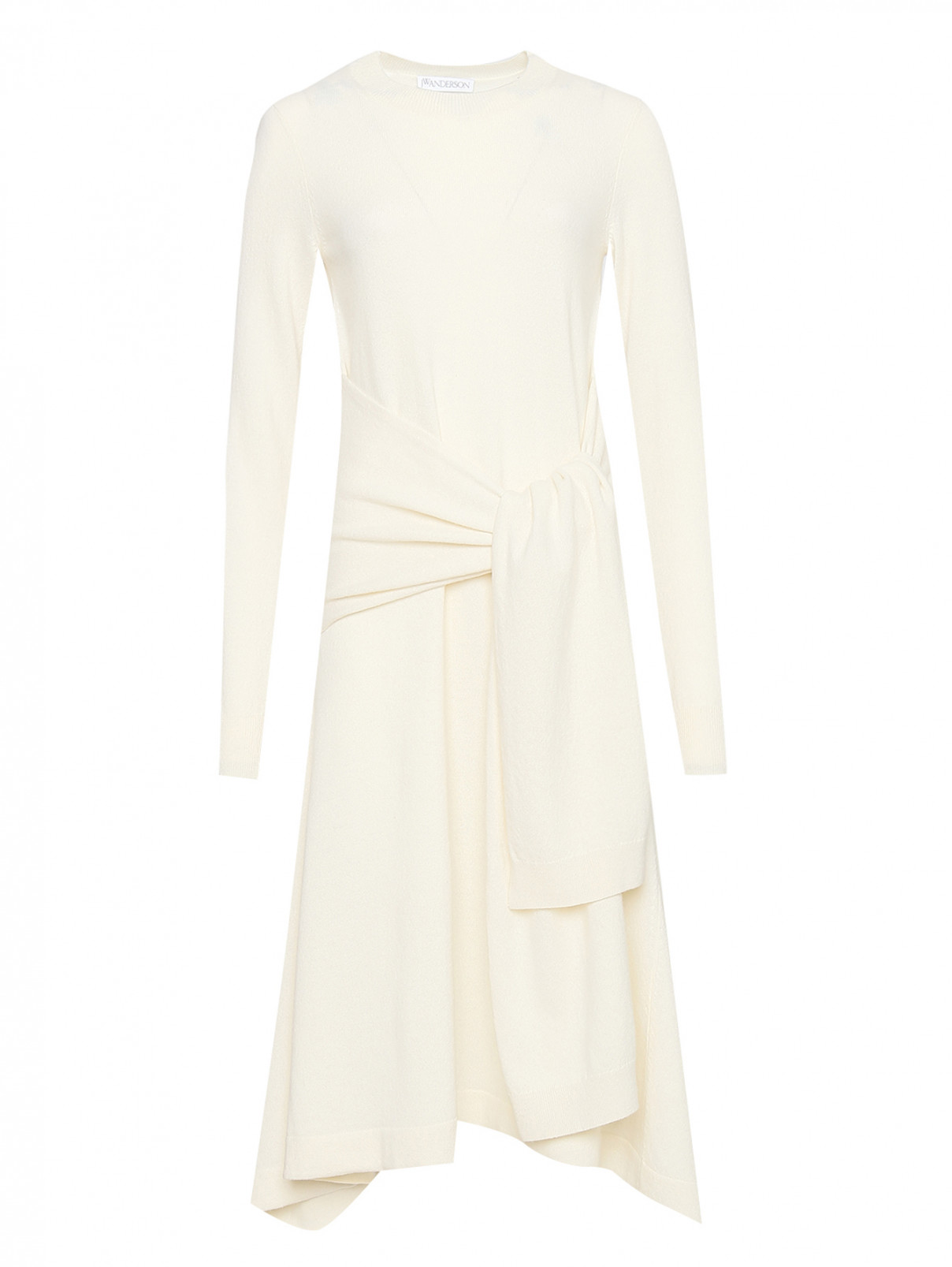 Платье-миди из шерсти J.W. Anderson  –  Общий вид  – Цвет:  Белый