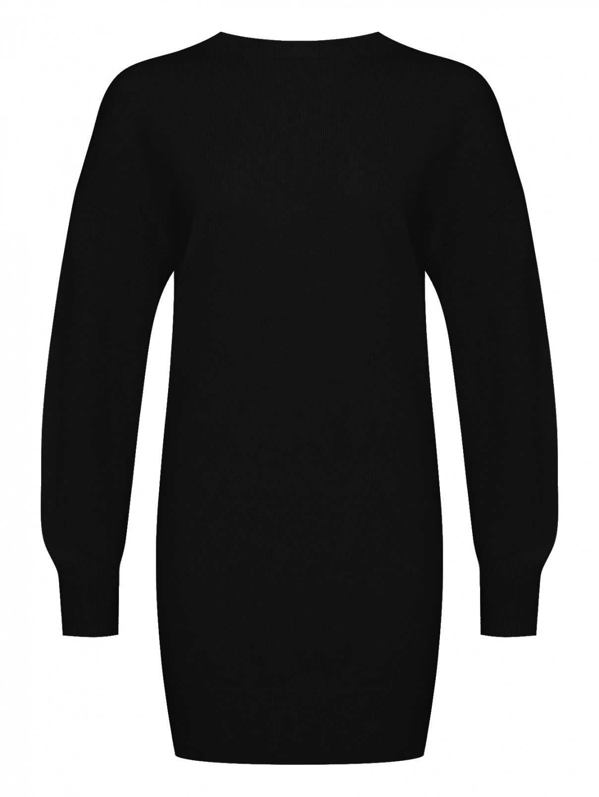 Платье однотонное из шерсти и кашемира MRZ  –  Общий вид  – Цвет:  Черный