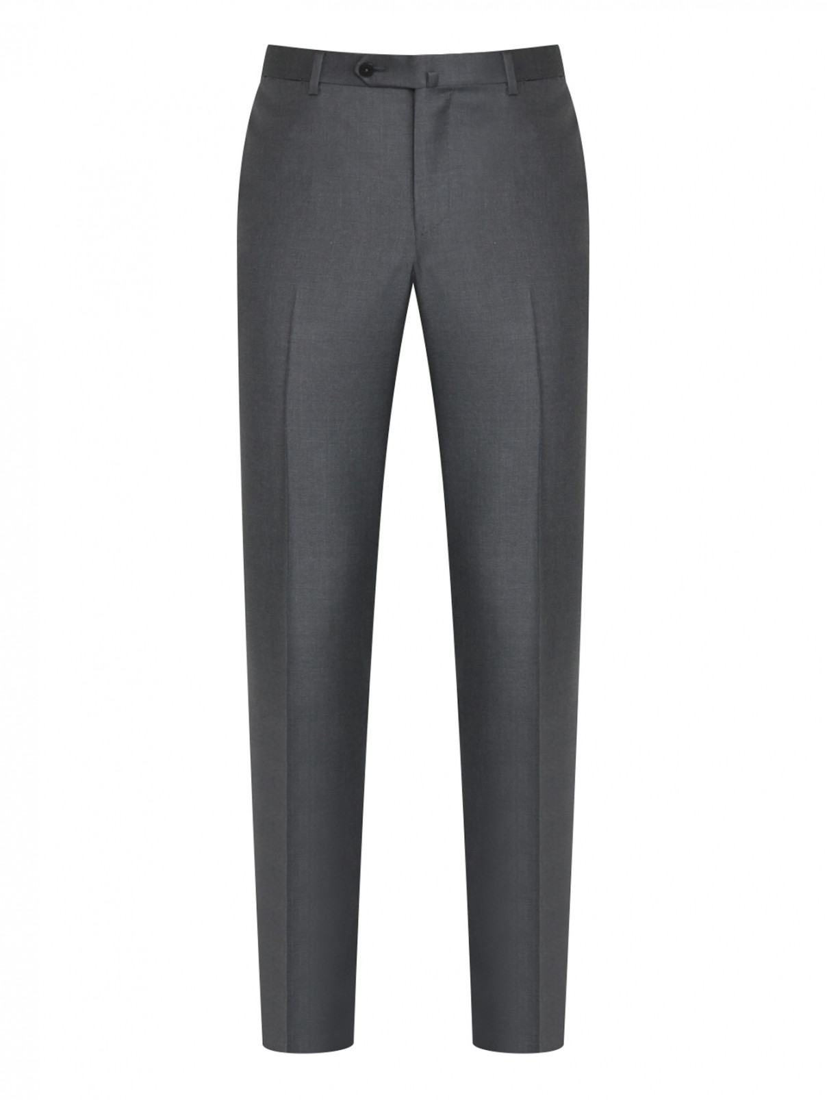 Однотонные брюки из шерсти Isaia  –  Общий вид  – Цвет:  Серый