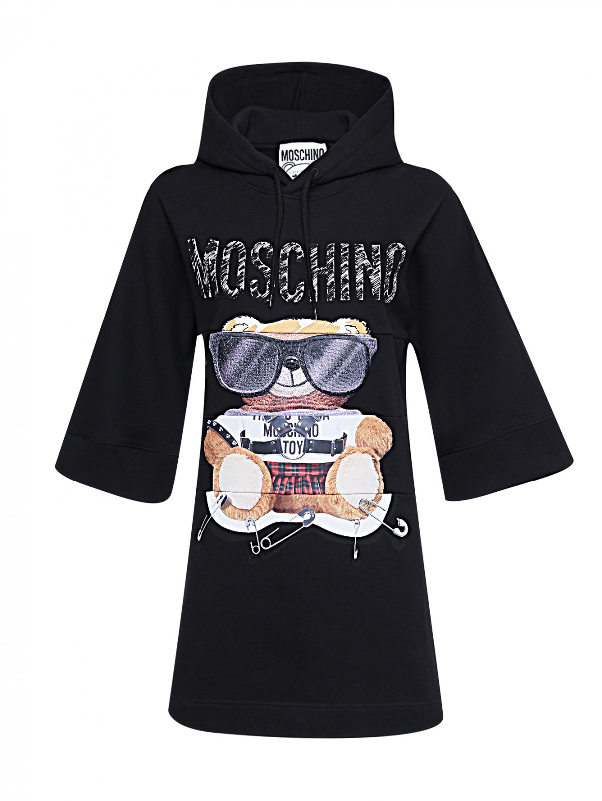 Трикотажное платье с принтом Moschino  –  Общий вид  – Цвет:  Черный