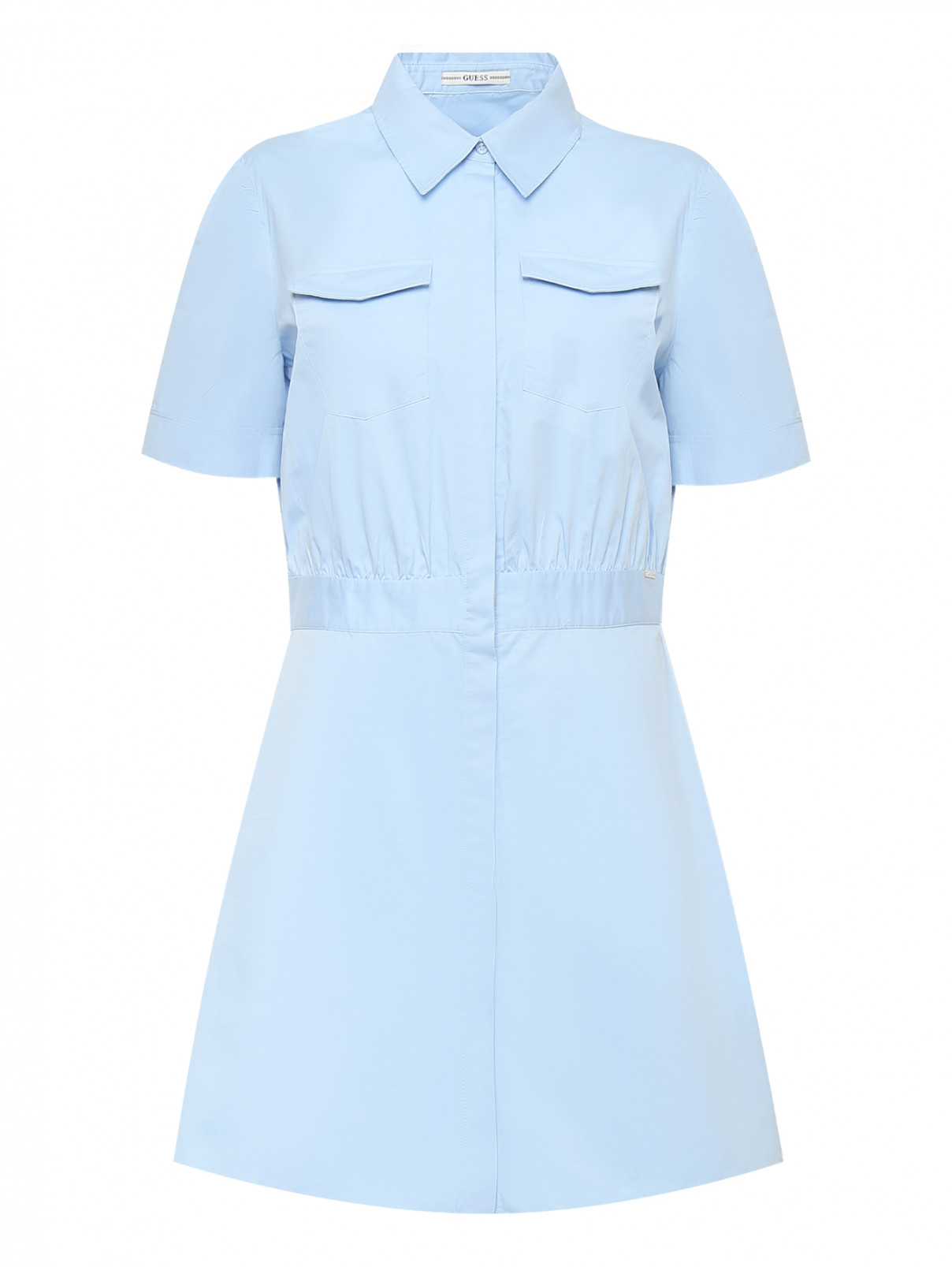 Платье-рубашка из хлопка Guess  –  Общий вид  – Цвет:  Синий