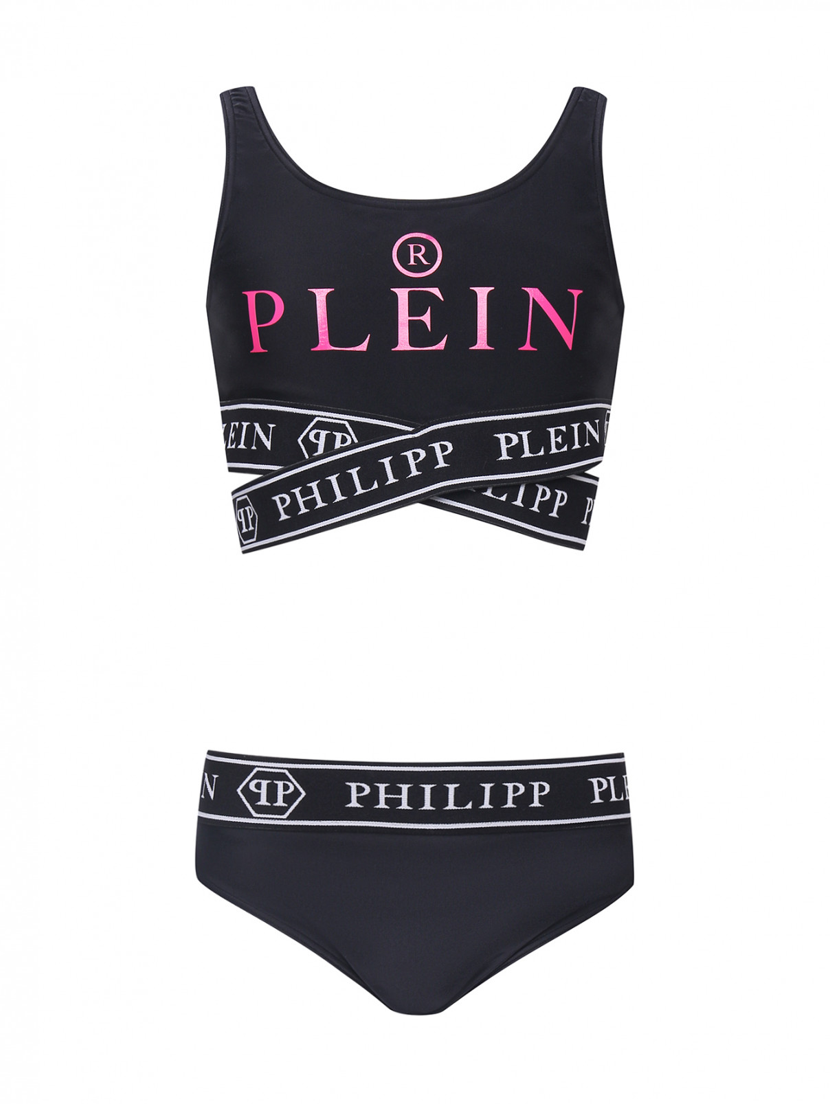 Раздельный купальник с принтом Philipp Plein  –  Общий вид  – Цвет:  Черный