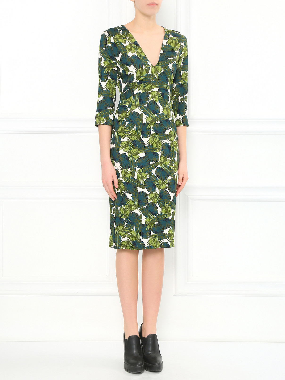 Платье-миди с растительным узором Antonio Berardi  –  Модель Общий вид  – Цвет:  Мультиколор