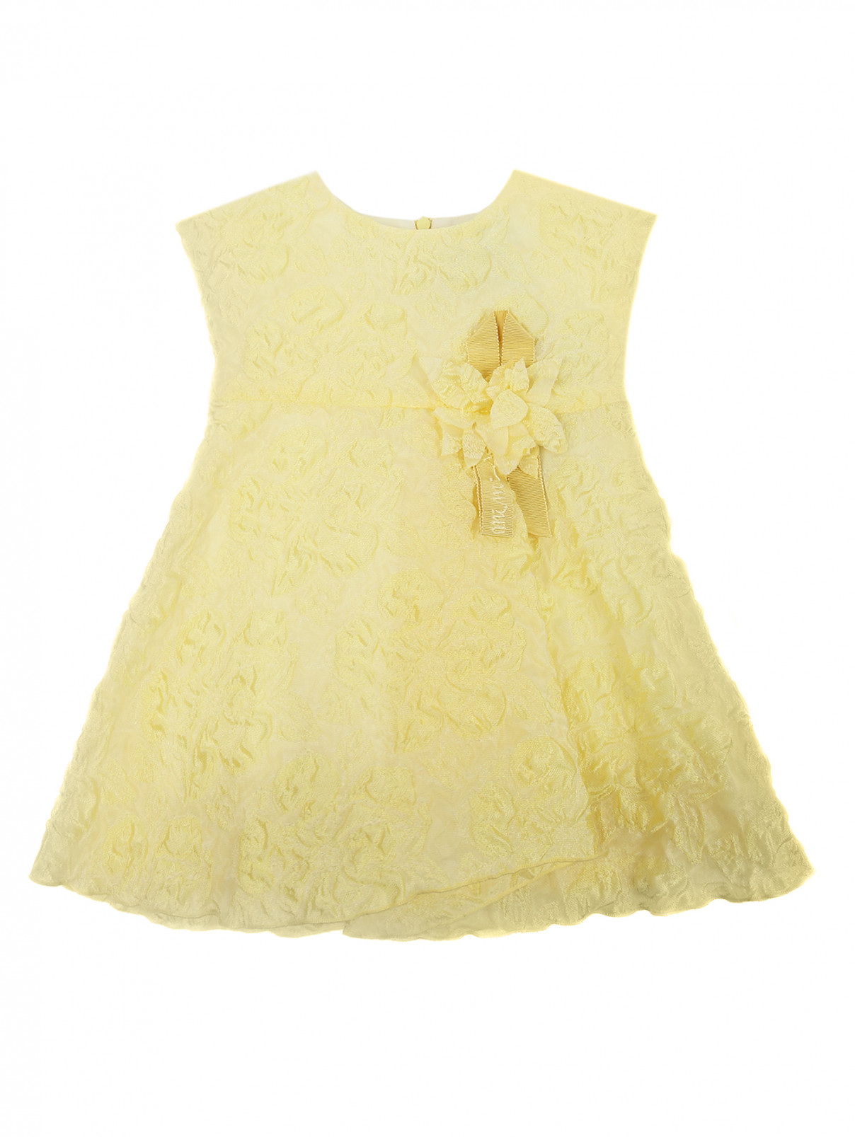 Платье из фактурного жаккарда MiMiSol  –  Общий вид  – Цвет:  Желтый