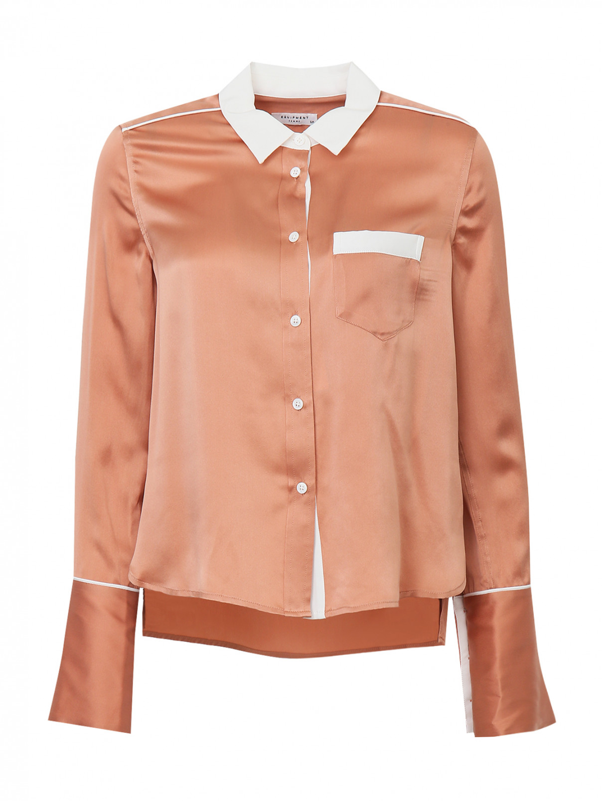 Блуза из шелка с накладными карманами Equipment  –  Общий вид  – Цвет:  Розовый