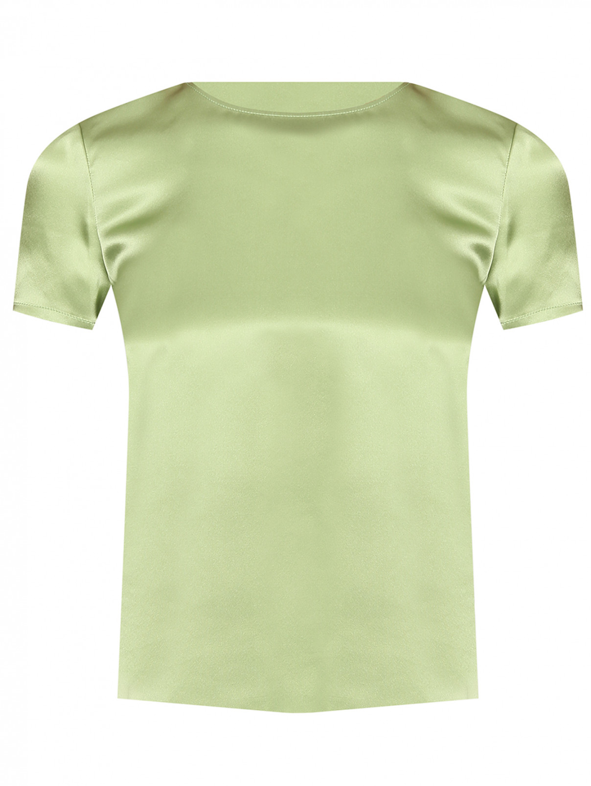 Блуза однотонная из шелка Max&Co  –  Общий вид  – Цвет:  Зеленый