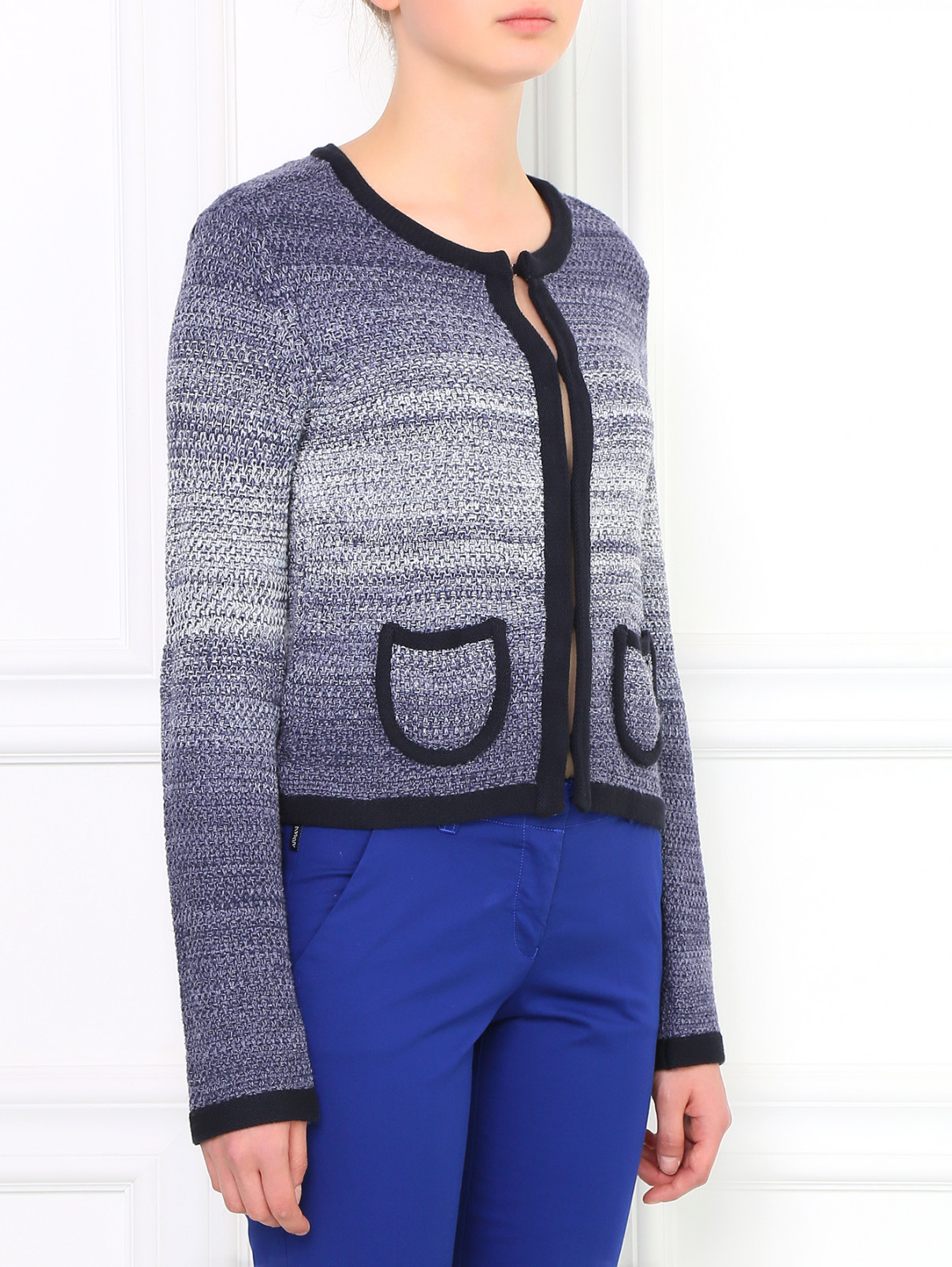 Жакет из смешанного хлопка с накладными карманами Armani Jeans  –  Модель Верх-Низ  – Цвет:  Синий