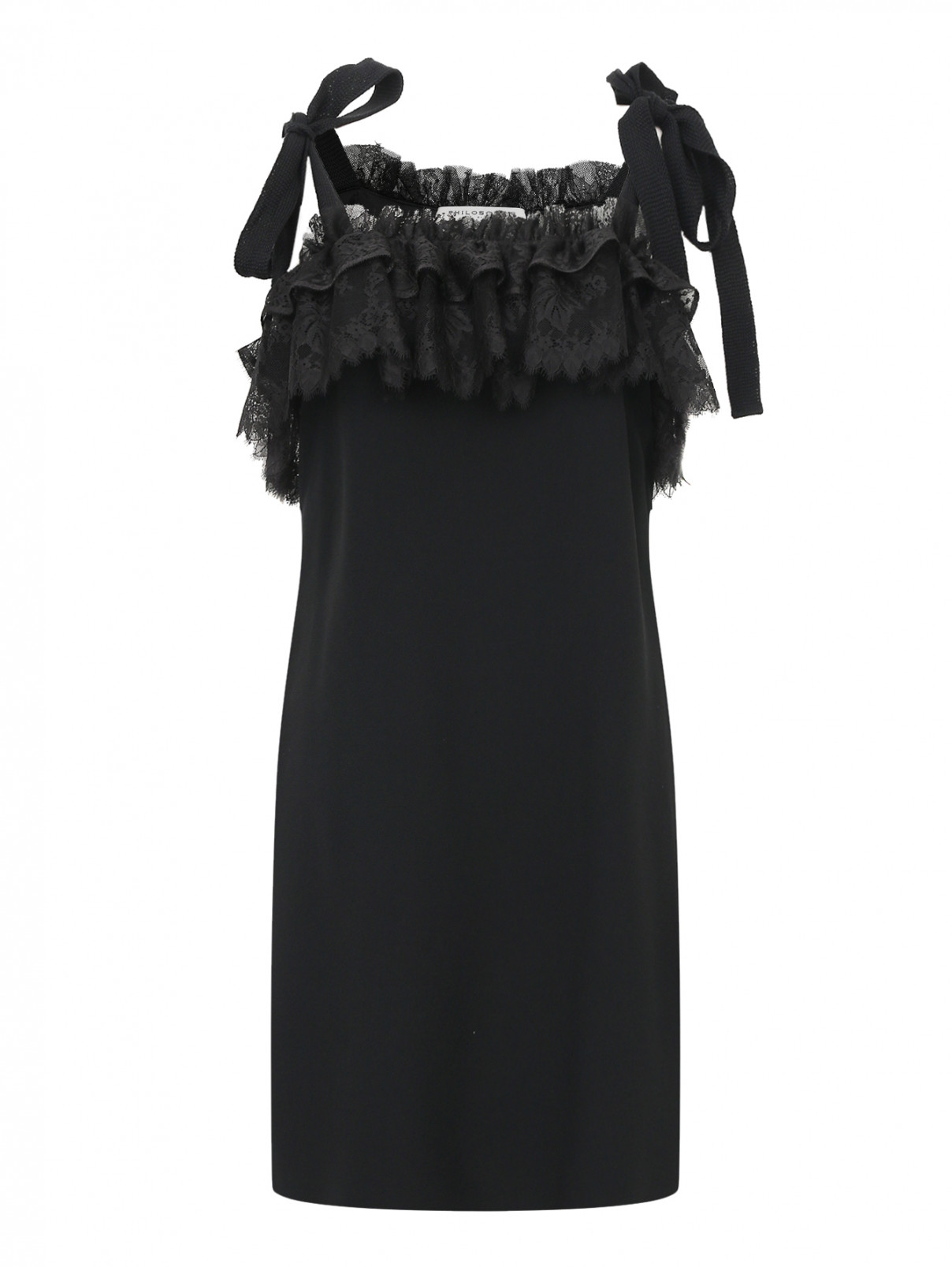 Платье мини с кружевом Philosophy di Lorenzo Serafini  –  Общий вид  – Цвет:  Черный