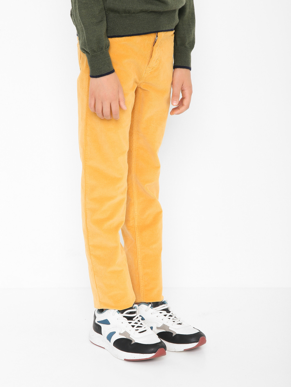 Прямые брюки из микровельвета Il Gufo  –  МодельВерхНиз  – Цвет:  Желтый