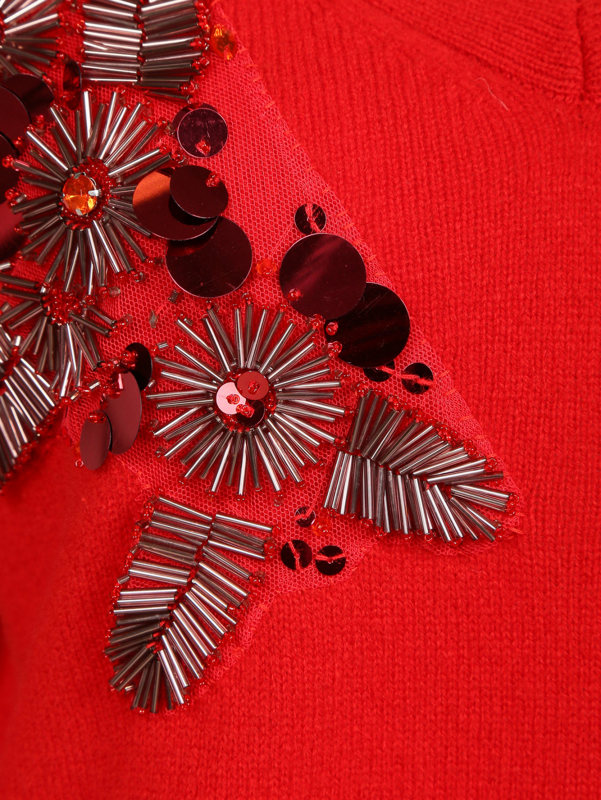 Джемпер из шерсти с аппликацией Tara Jarmon  –  Деталь1  – Цвет:  Красный