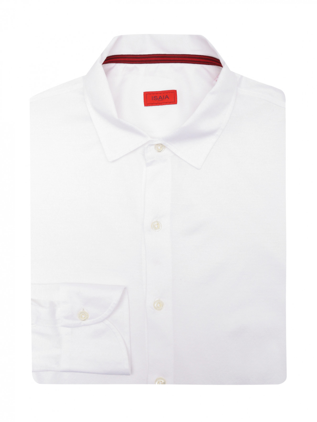 Однотонная рубашка из хлопка Isaia  –  Общий вид  – Цвет:  Белый