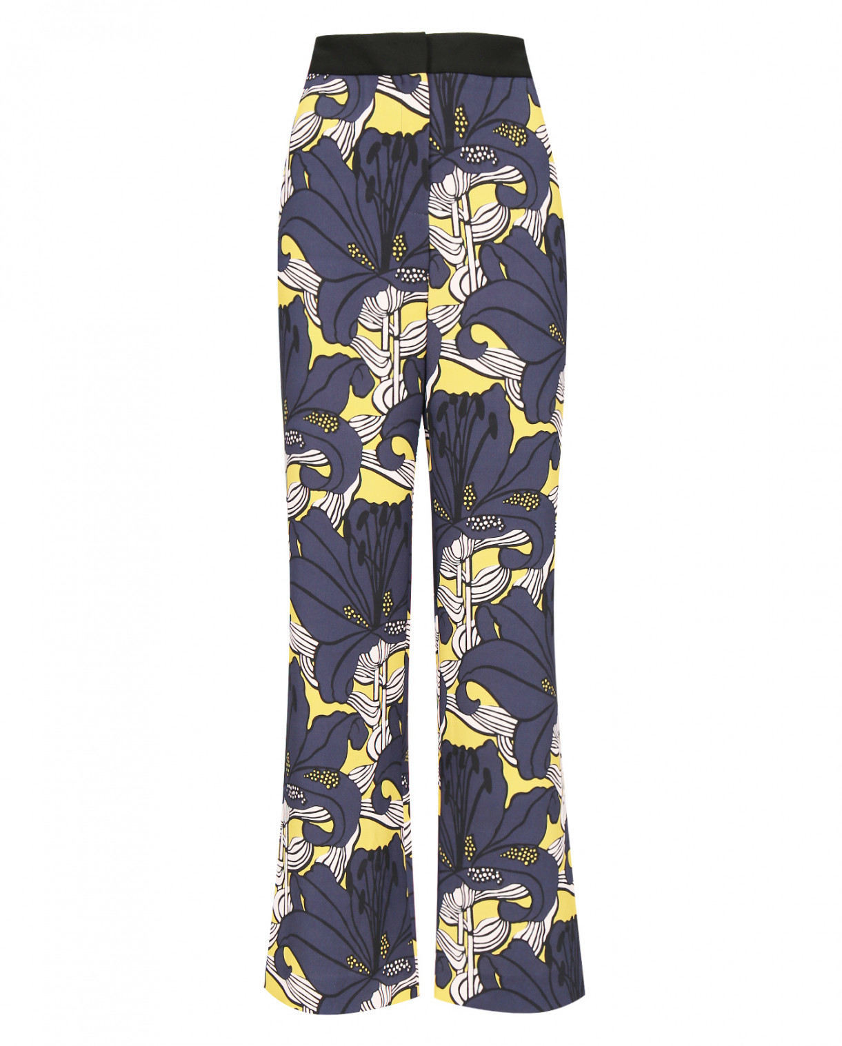 Широкие брюки с боковыми карманами и цветочным узором Tara Jarmon  –  Общий вид  – Цвет:  Желтый