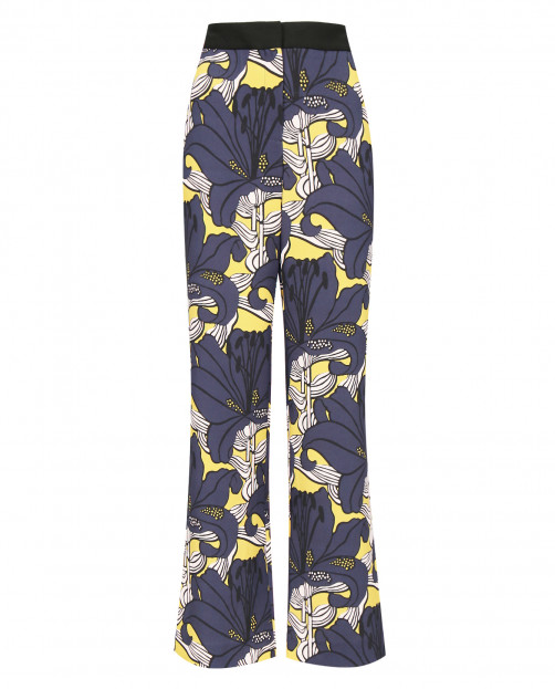 Широкие брюки с боковыми карманами и цветочным узором - Общий вид