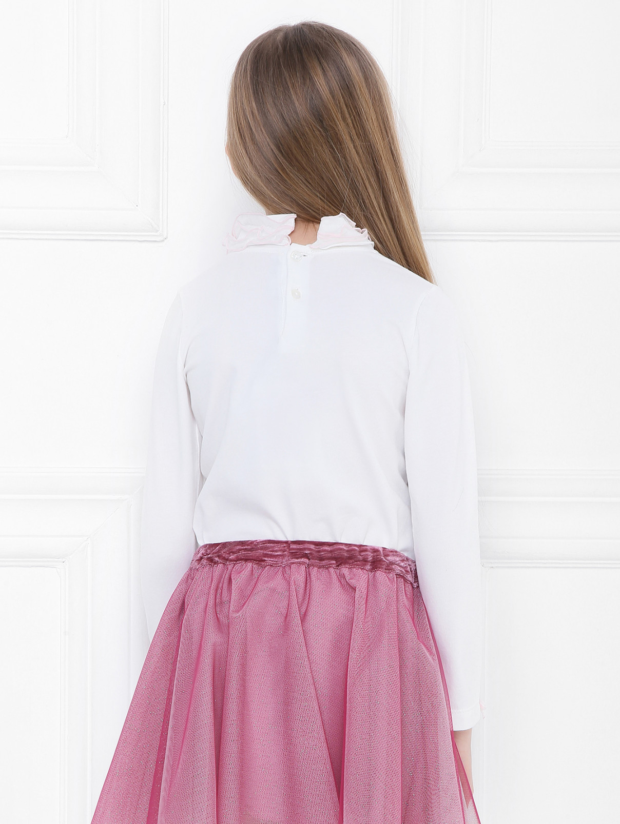 Блуза из хлопка с горлом Aletta  –  МодельВерхНиз1  – Цвет:  Белый