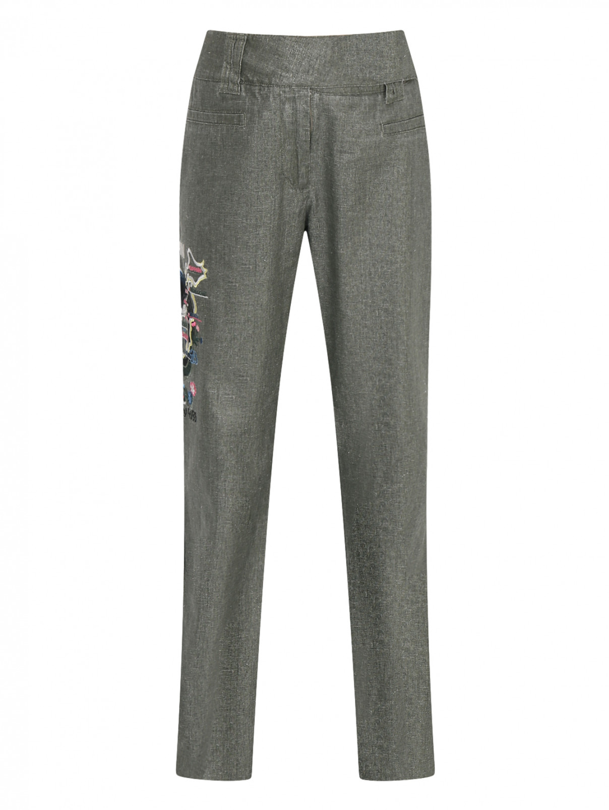 Широкие брюки с объемной вышивкой I Pinco Pallino  –  Общий вид  – Цвет:  Серый