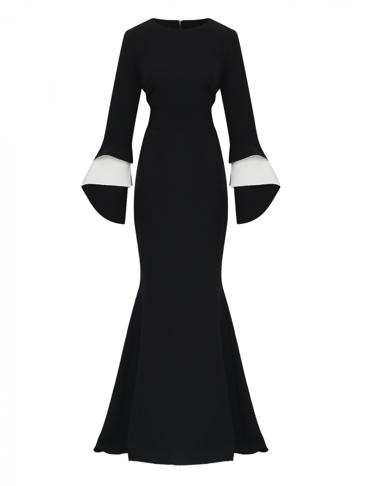платье-макси приталенное с контрастными вставками на рукавах Safiyaa  –  Общий вид  – Цвет:  Черный