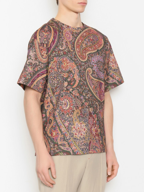 Футболка из хлопка с узором пейсли Etro - МодельВерхНиз