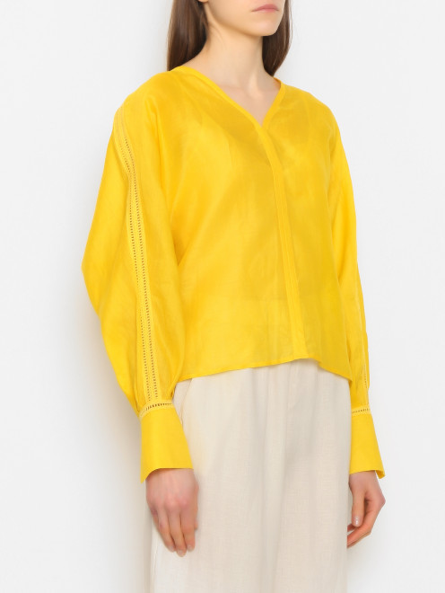 Рубашка однотонная из рами свободного кроя Max Mara - МодельВерхНиз
