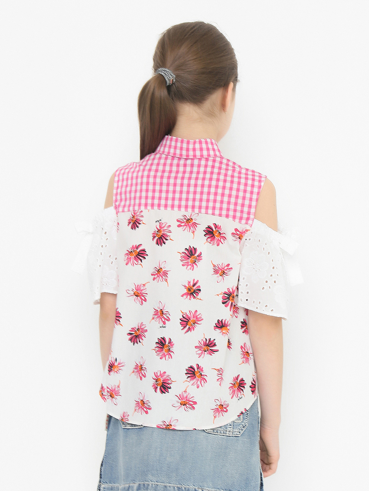 Блуза из хлопка с нагрудным карманом MSGM  –  МодельВерхНиз1  – Цвет:  Узор