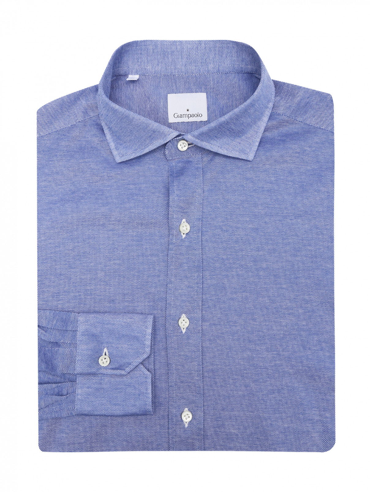 Рубашка из хлопка на пуговицах Giampaolo  –  Общий вид  – Цвет:  Синий