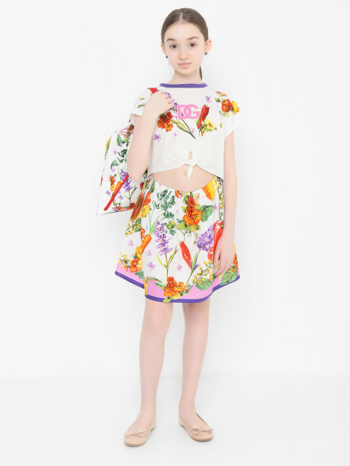 Платье из хлопка с аппликацией Dolce & Gabbana - МодельОбщийВид