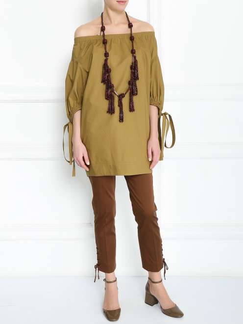 Удлиненная блуза из хлопка с короткими рукавами Sonia Rykiel - МодельОбщийВид