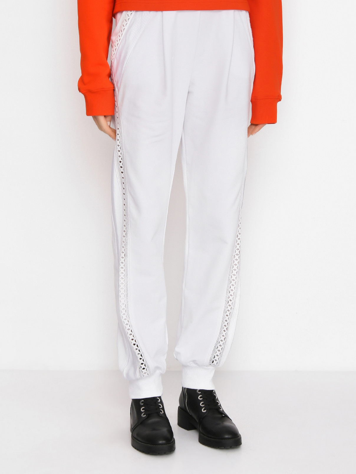 Трикотажные брюки из хлопка на резинке Alberta Ferretti  –  МодельВерхНиз  – Цвет:  Белый