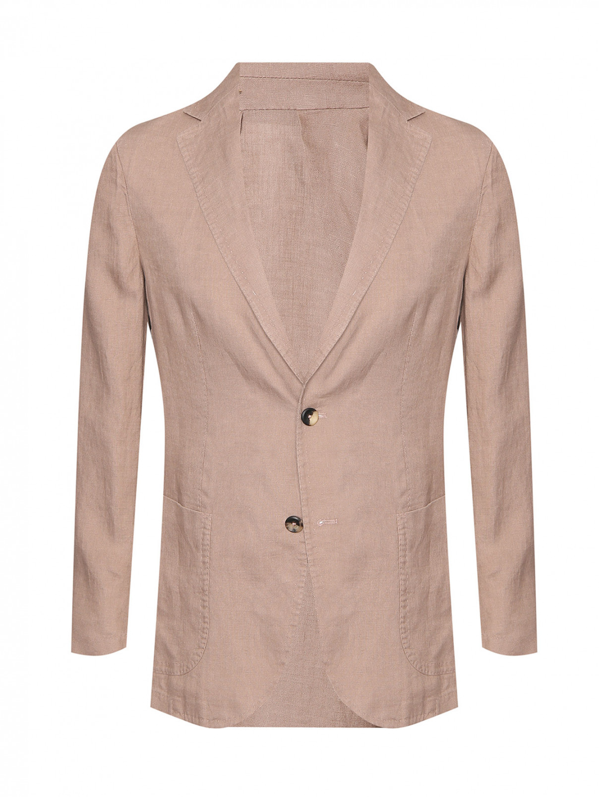 Пиджак однобортный из льна Giampaolo  –  Общий вид  – Цвет:  Коричневый