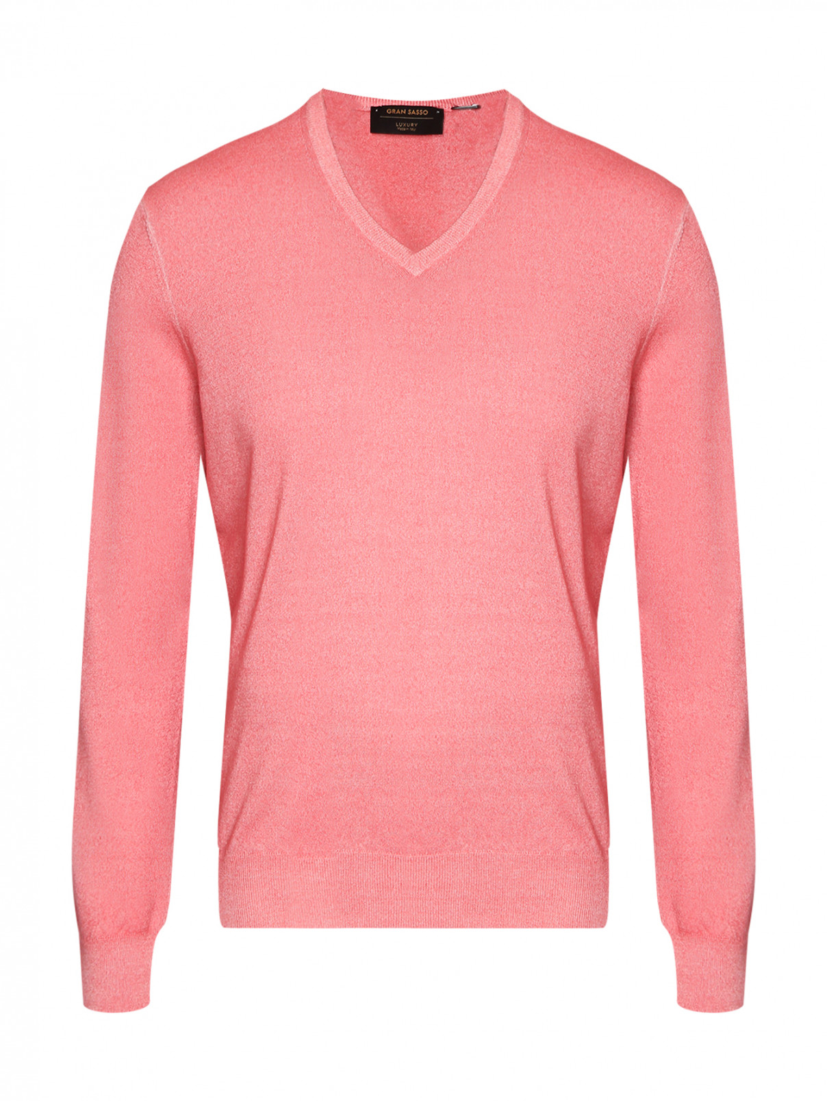 Джемпер из кашемира с V-образным вырезом Gran Sasso  –  Общий вид  – Цвет:  Розовый