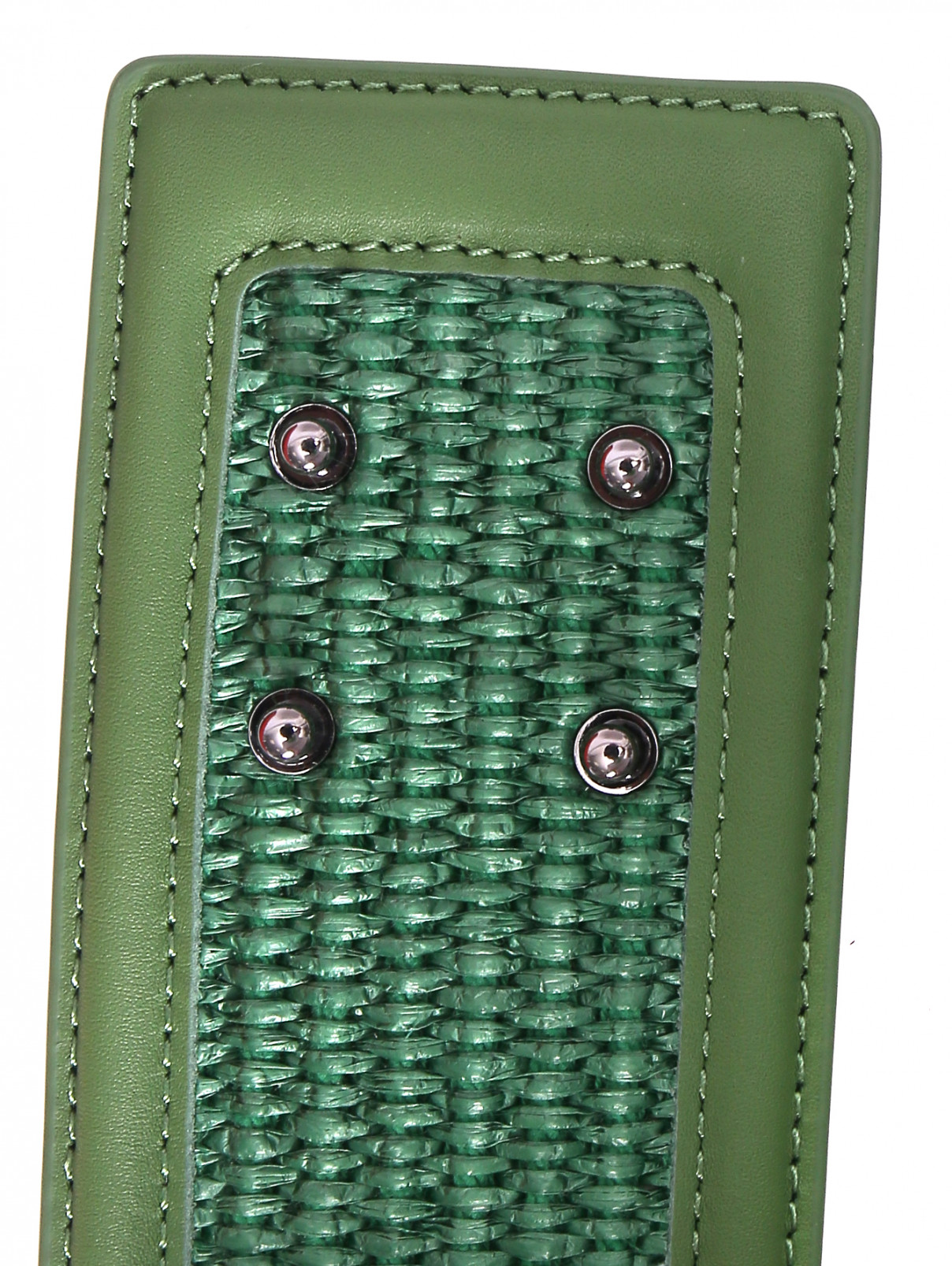 Широкий ремень из кожи и текстиля Weekend Max Mara  –  Деталь  – Цвет:  Зеленый