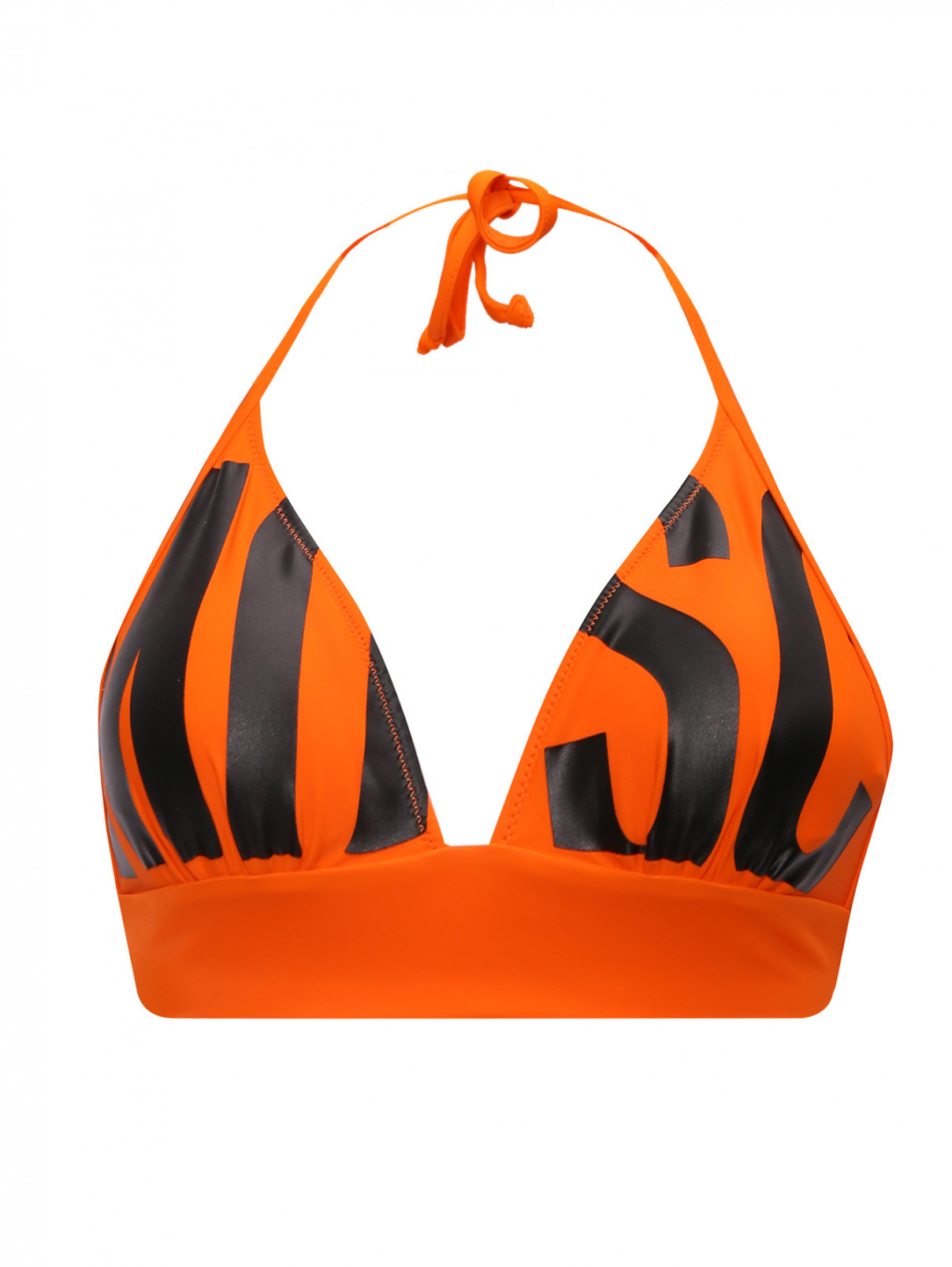 Купальник верх с контрастным принтом Moschino Swim  –  Общий вид  – Цвет:  Оранжевый
