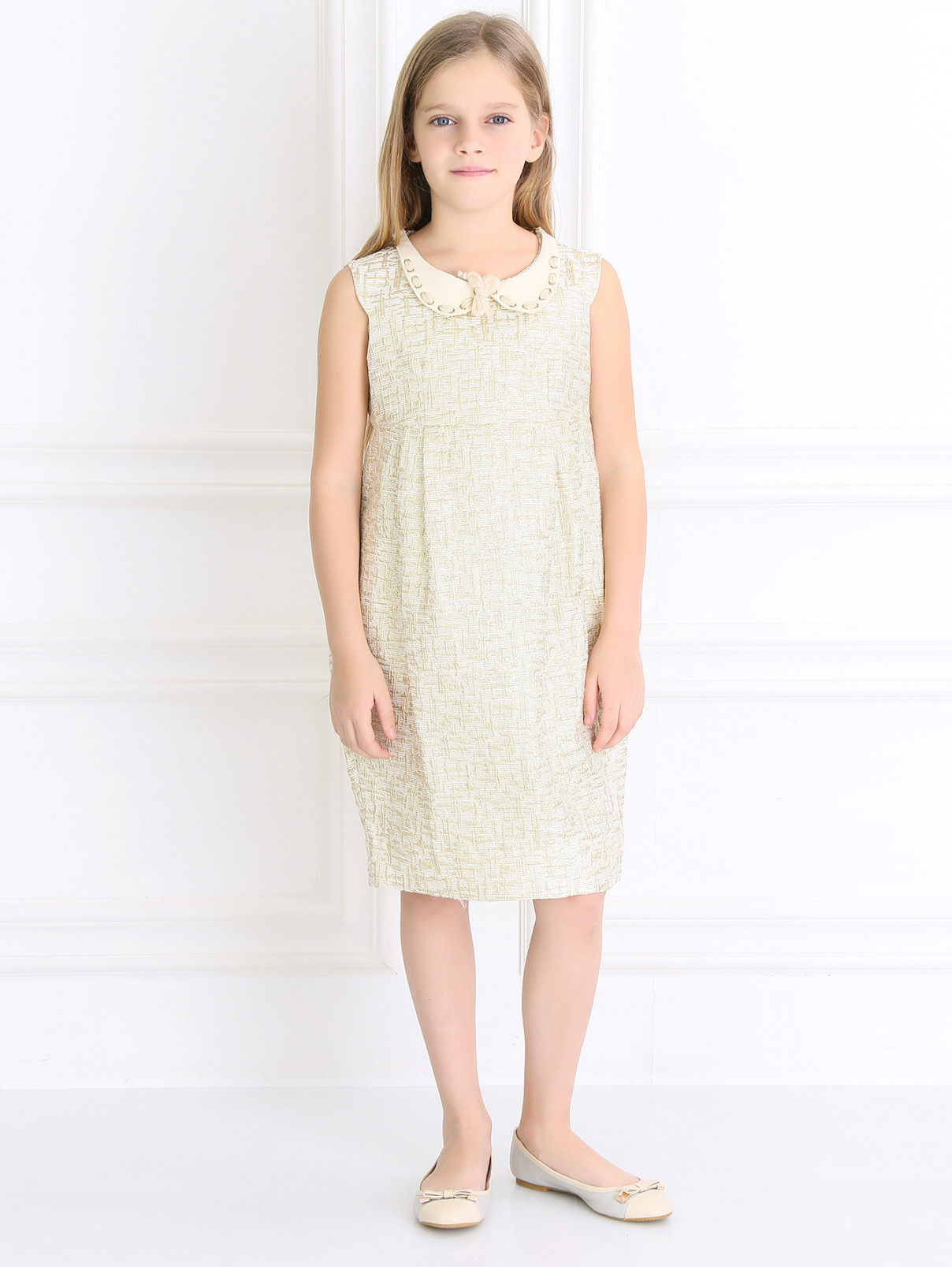 Платье из фактурной ткани с воротничком MiMiSol  –  Модель Общий вид  – Цвет:  Золотой