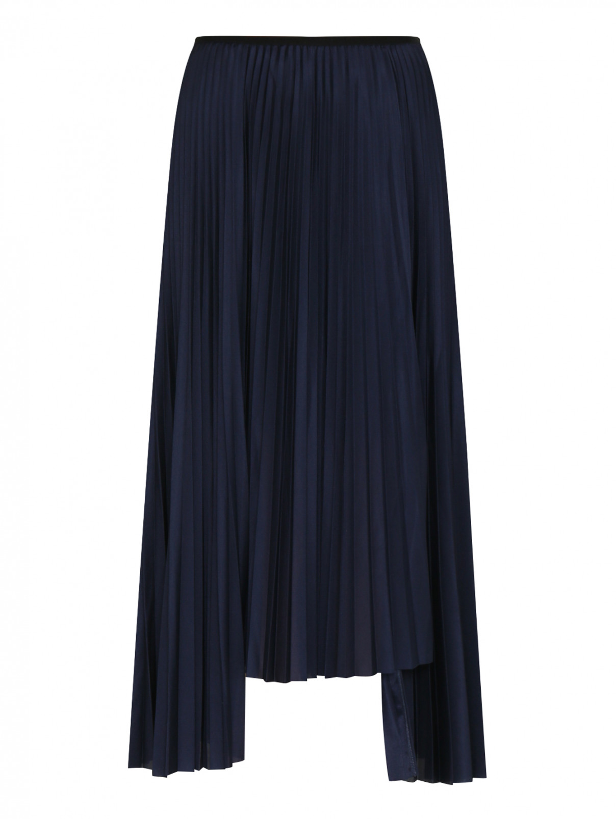 Ассиметричная плиссированная юбка Helmut Lang  –  Общий вид  – Цвет:  Синий
